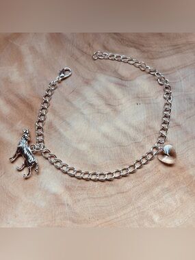 Twilight Saga Wolf & Heart Charm Bracelet Silver New Moon Edward Jacob Bella